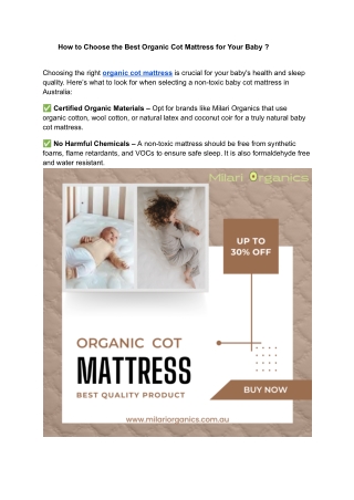 How to Choose the Best Organic Cot Mattress for Your Baby ?
