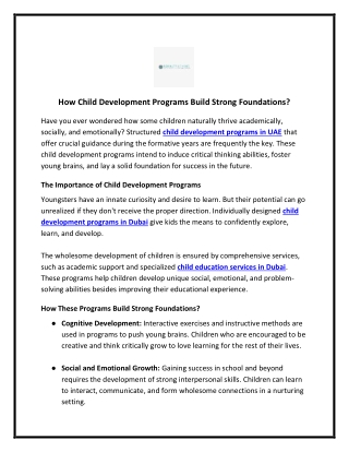 how child development programs build strong