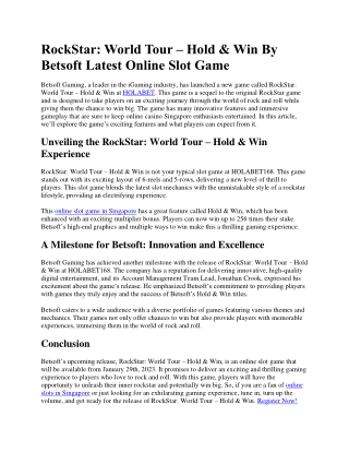 RockStar World Tour – Hold & Win By Betsoft at HOLABET