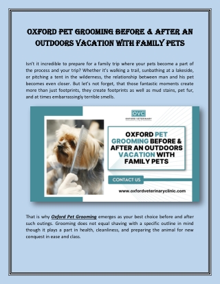 Oxford Pet Grooming Before and After an Outdoors Vacation with Family Pets