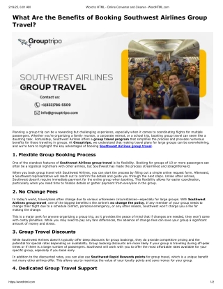 What are the benefits of booking Southwest Airlines group travel?