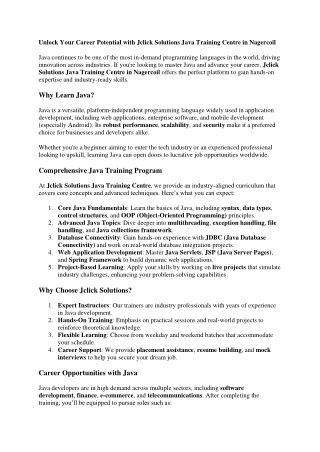 Java Training Centre In nagercoil
