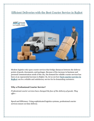 Efficient Deliveries with the Best Courier Service in Rajkot