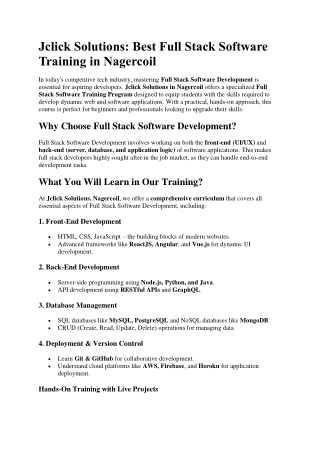 Best Software Training Centre in nagercoil