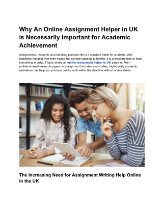 why an online assignment helper