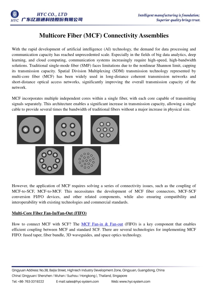 multicore fiber mcf connectivity assemblies