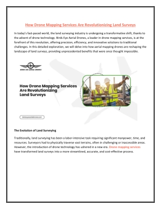 How Drone Mapping Services Are Revolutionizing Land Surveys?