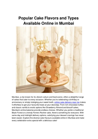 Popular Cake Flavors and Types Available Online in Mumbai