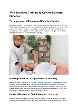 Explore Why Esthetics Training is Vital for Skincare Professionals