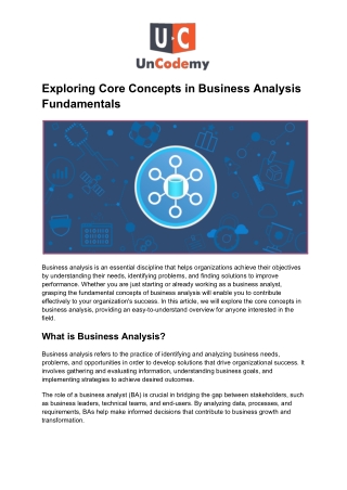 exploring core concepts in business analysis