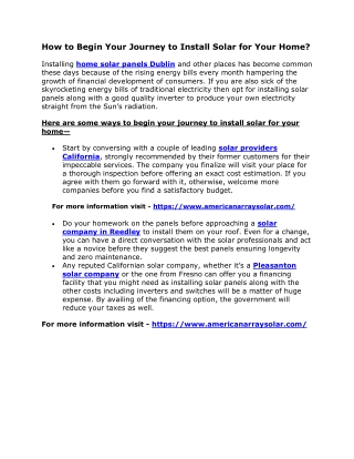 How to Begin Your Journey to Install Solar for Your Home