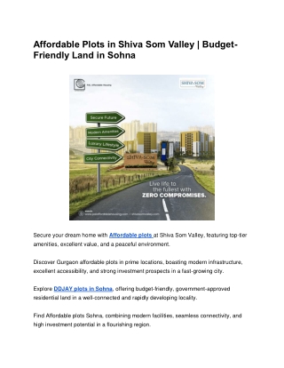 Affordable Plots in Shiva Som Valley | Budget-Friendly Land in Sohna