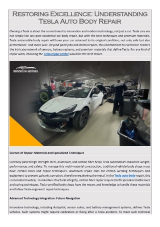 Restoring Excellence: Understanding Tesla Auto Body Repair