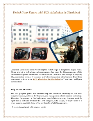 Unlock Your Future with BCA Admission in Ghaziabad
