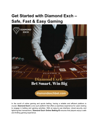 get started with diamond exch safe fast easy