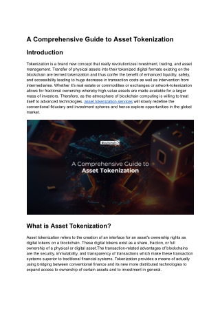 a comprehensive guide to asset tokenization