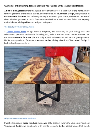 Custom Timber Dining Tables Elevate Your Space with Touchwood Design