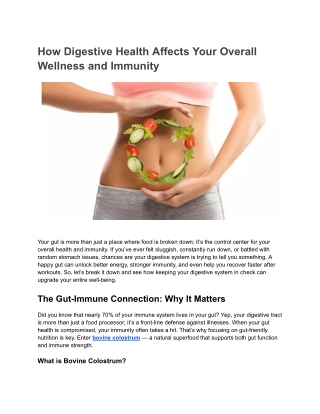 How Digestive Health Affects Your Overall Wellness and Immunity