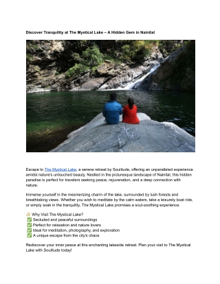 Discover Tranquility at The Mystical Lake – A Hidden Gem in Nainital