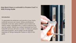 How Much Does a Locksmith in Preston Cost A 2025 Pricing Guide