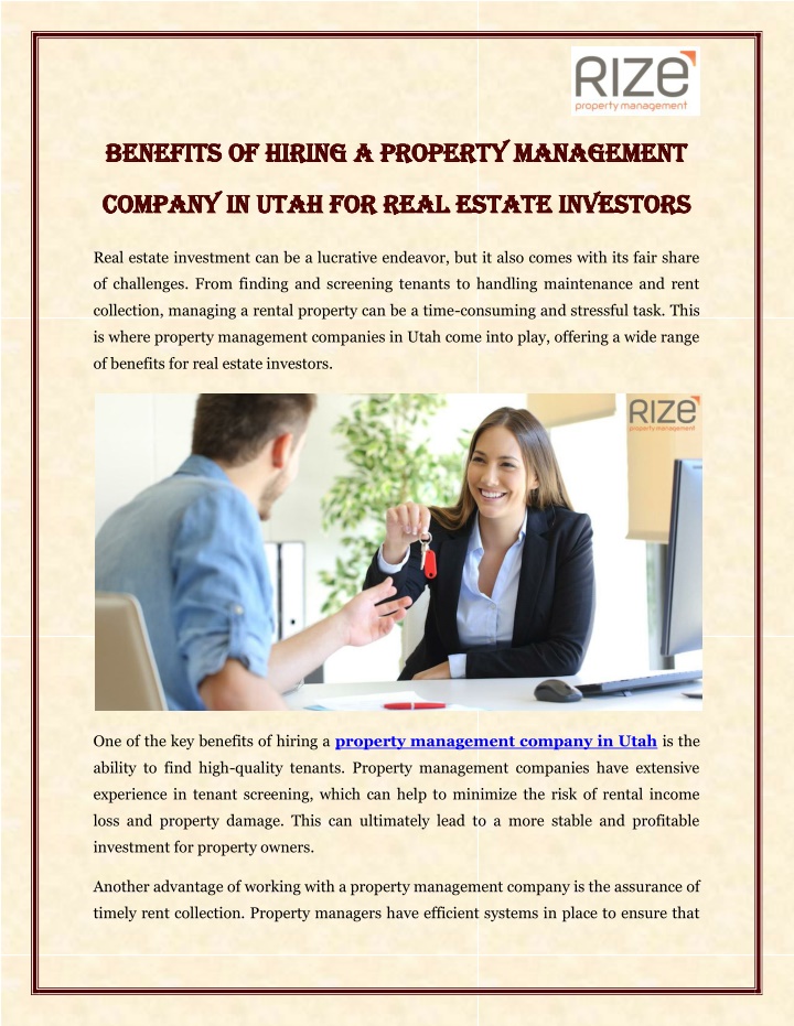 benefits of hiring a property management benefits