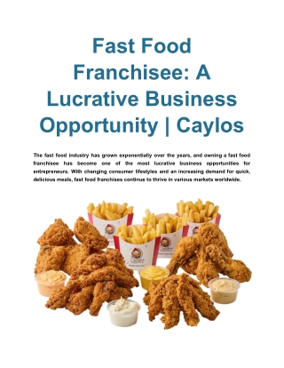 Fast Food Franchisee_ A Lucrative Business Opportunity _ Caylos