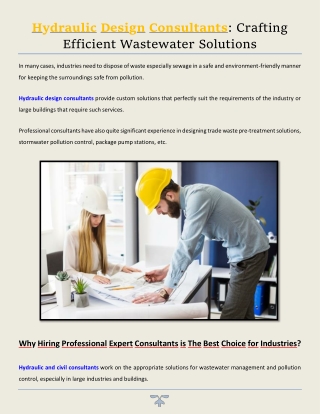 Hydraulic Design Consultants Crafting Efficient Wastewater Solutions