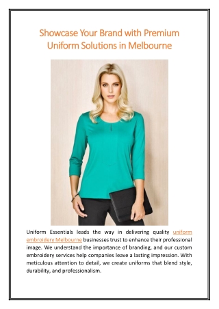 Showcase Your Brand with Premium Uniform Solutions in Melbourne