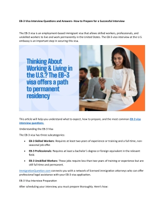 EB-3 Visa Interview Questions and Answers- How to Prepare for a Successful Interview