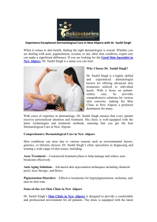 Experience Exceptional Dermatological Care in New Alipore with Dr. Sushil Singh