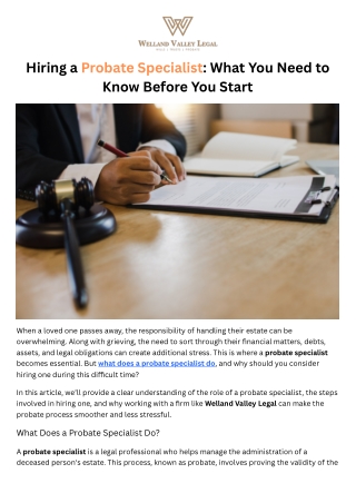 Hiring a Probate Specialist What You Need to Know Before You Start