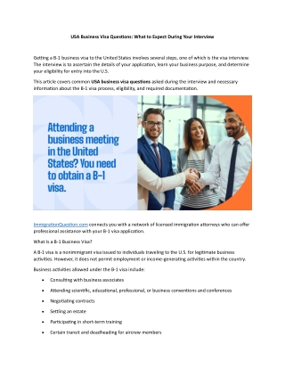 usa business visa questions what to expect during