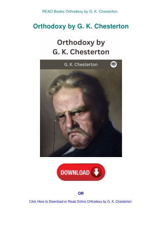 READ Books Orthodoxy by G. K. Chesterton