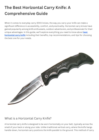 the best horizontal carry knife a comprehensive