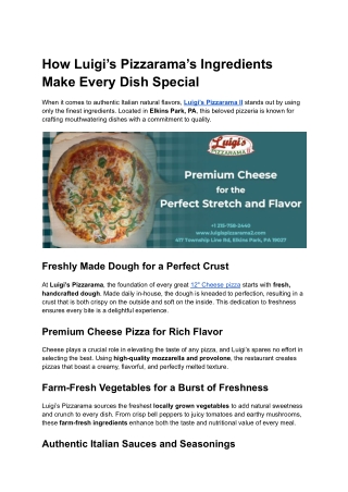 How Luigi’s Pizzarama’s Ingredients Make Every Dish Special-1