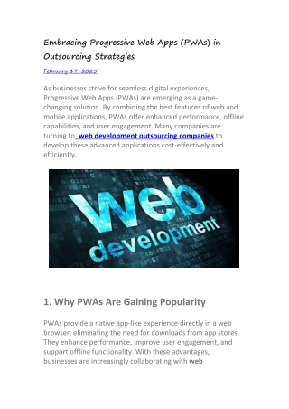 Embracing Progressive Web Apps (PWAs) in Outsourcing Strategies