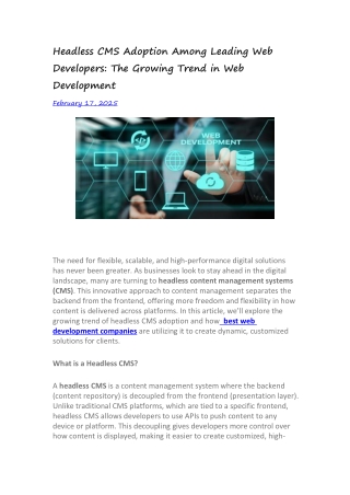 Headless CMS Adoption Among Leading Web Developers: The Growing Trend in Web Dev