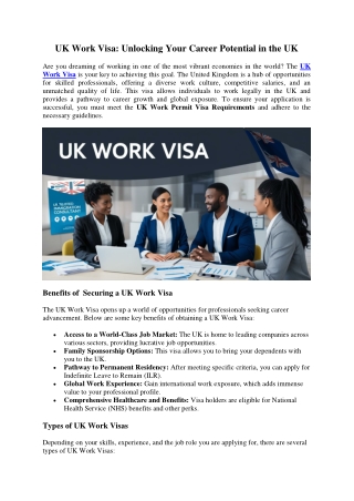 UK Work Visa: Unlocking Your Career Potential in the UK