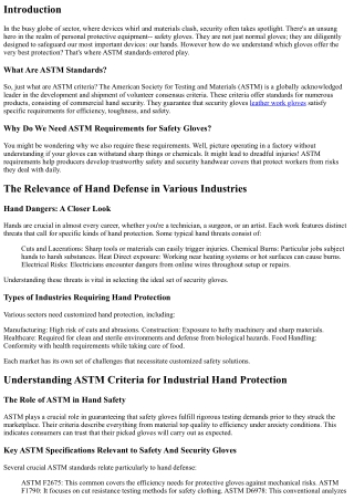 Comprehending ASTM Standards for Industrial Hand Defense