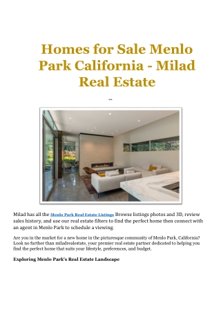 Menlo Park Real Estate Listings