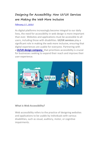 Designing for Accessibility: How UI/UX Services are Making the Web More Inclusiv