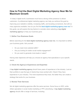 How to Find the Best Digital Marketing Agency Near Me for Maximum Growth
