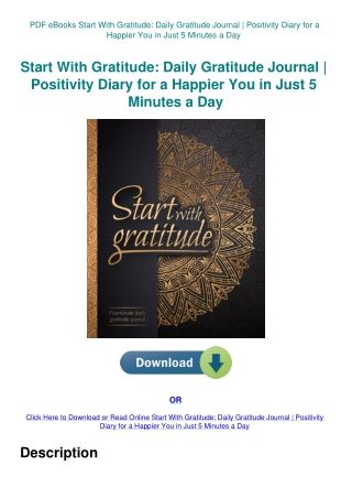 PDF eBooks Start With Gratitude Daily Gratitude Journal  Positivity Diary for a Happier You in Just