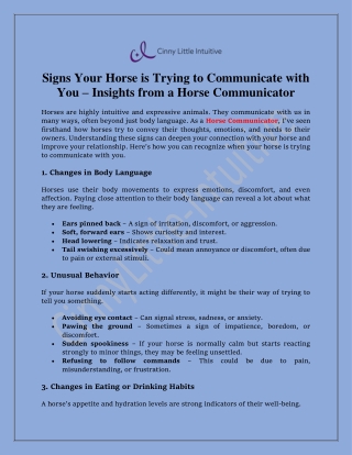 Decoding Your Horse’s Messages: What They’re Trying to Tell You
