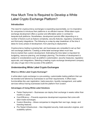how much time is required to develop a white