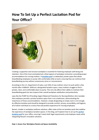 How To Set Up a Perfect Lactation Pod for Your Office