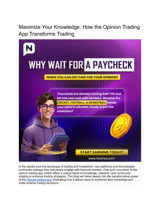 maximize your knowledge how the opinion trading