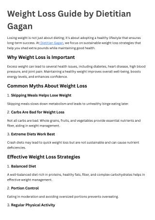 Weight Loss Guide by Dietitian Gagan