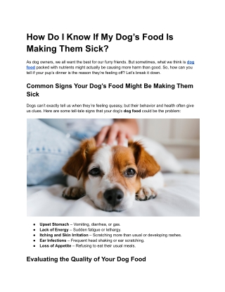 how do i know if my dog s food is making them sick