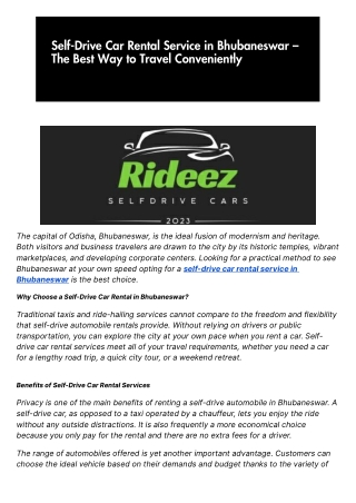 self drive car rental service in bhubaneswar